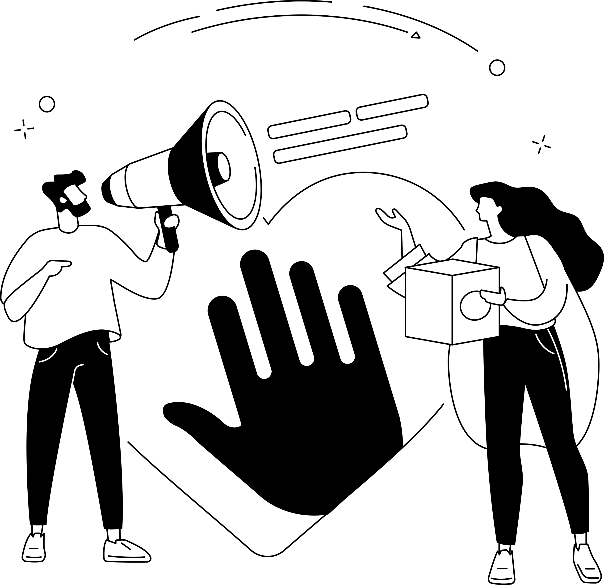 Heart Hand Man Woman Megaphone